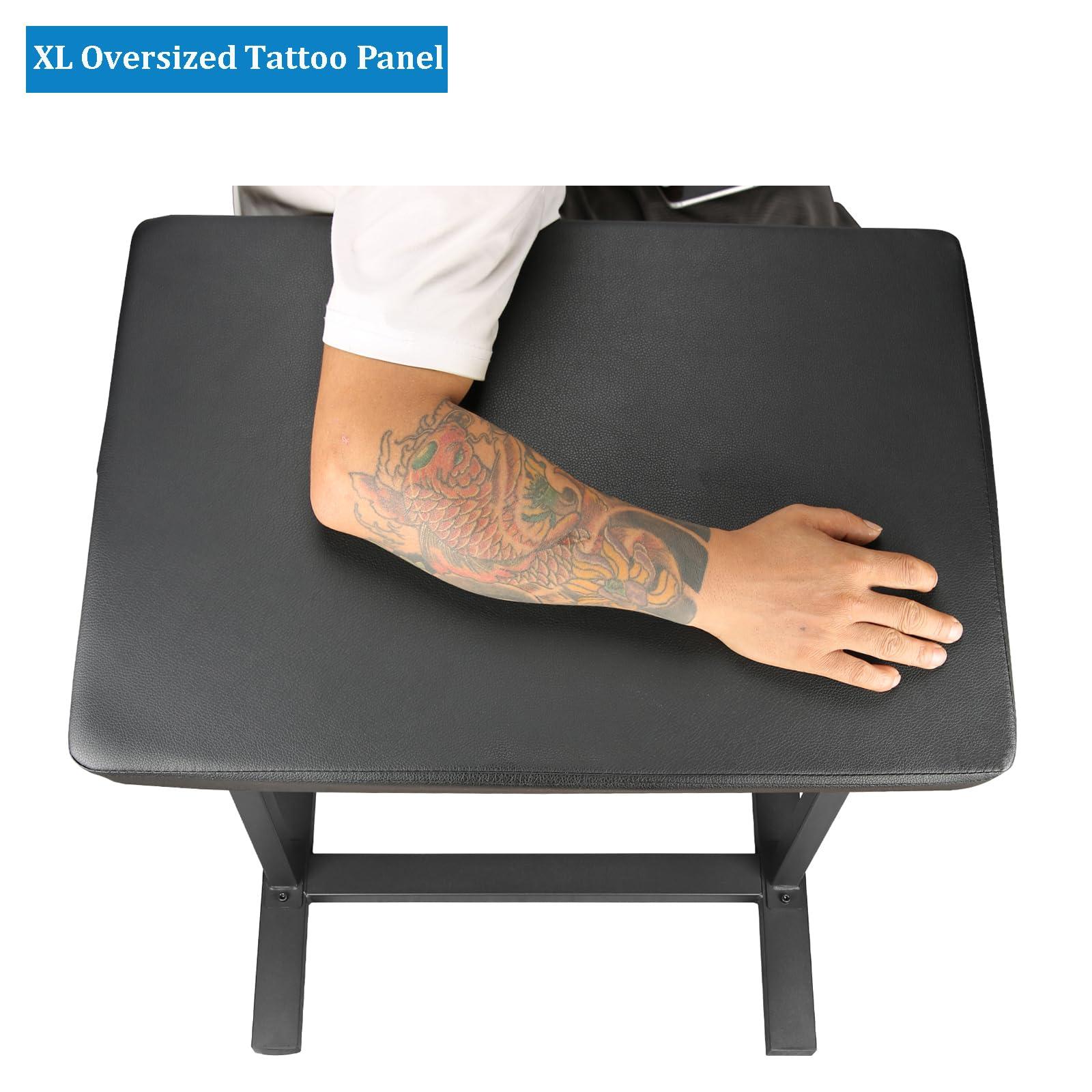Hombtce XL Tattoo Arm Rest, Tattoo Armrest, Hombtce Multifunctional Large Tattoo Armrest, Base Structure w/Strong Stability, With Glove Rack, Pigments Rack, Quick installation, Adjustable Height