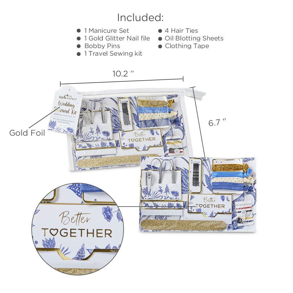 Kate Aspen Blue Willow Wedding Survival Kits - Set of 6 - Emergency Kit, Engagement Supply Makeup Bag for Bride, Perfect Bride Gift, Bridesmaid Presents, Wedding & Bachelorette Party Favors by Kate Aspen