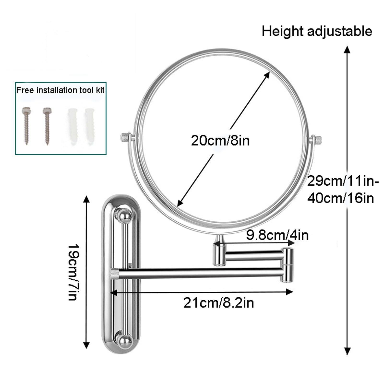 CarXs CarXs Makeup Mirror Wall Mounted Extra Long Arm, Cosmetic Mirror Magnification, Vanity Mirror 360 Swivel Extend and Fold, Double Sided Bathroom Shaving Mirror Magnifying Mirror Wall Mounted