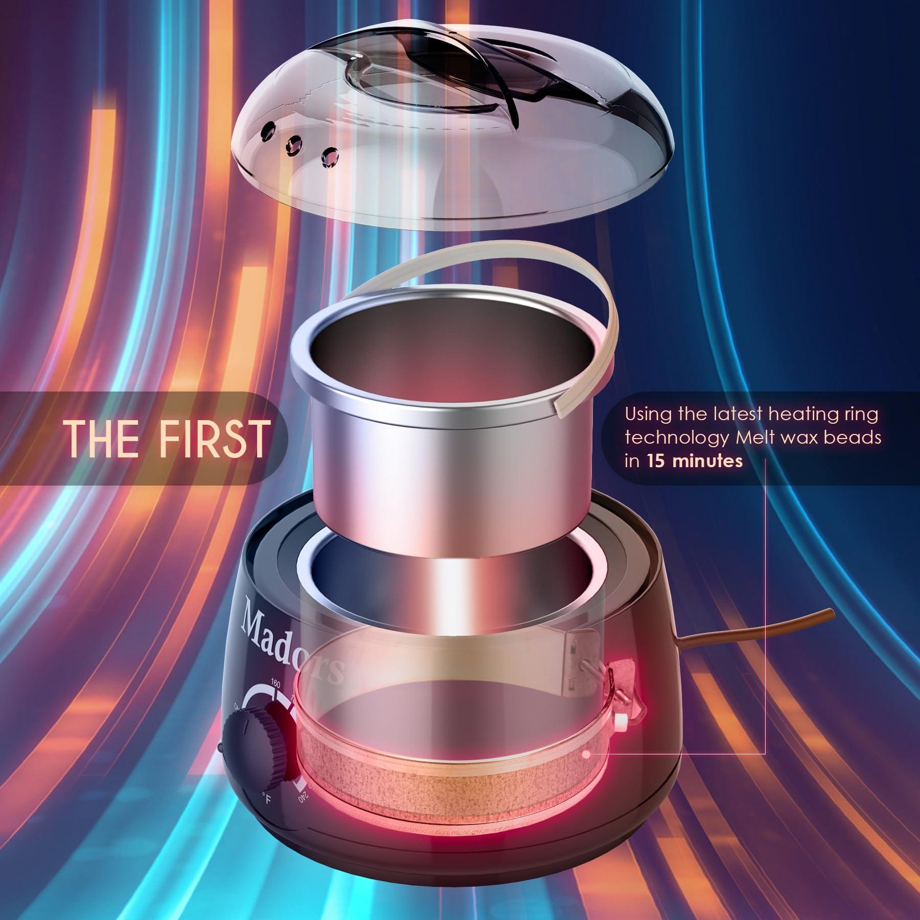 Madors Waxing Kit for Women Madors Wax Warmer Hair Removal Kit with Intelligent Temperature Control Wax Machine and Hard Wax Beads