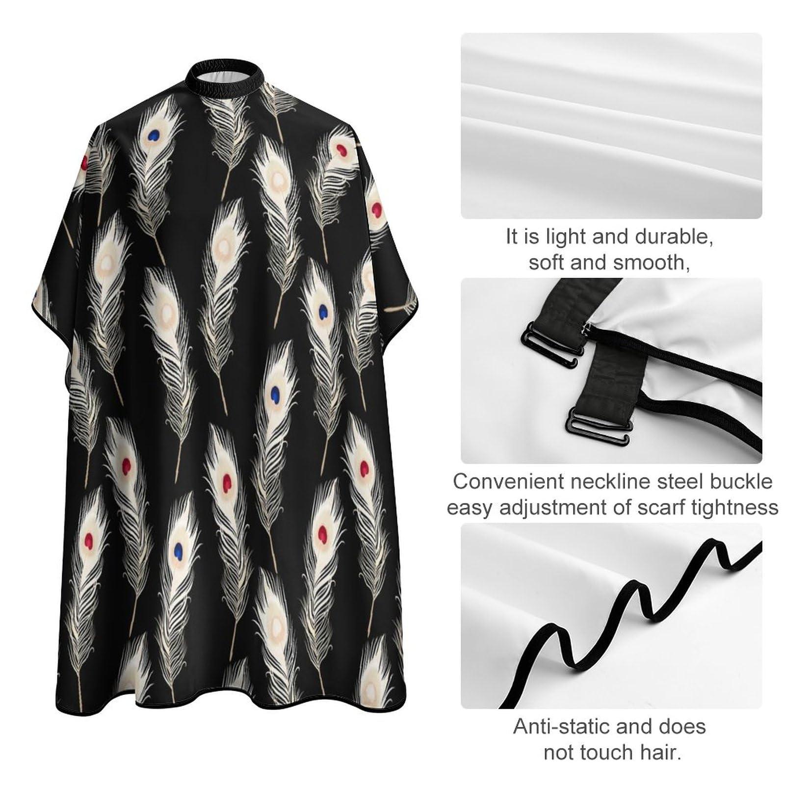 LJFABKY Peacock Feathers Professional Hair Cutting Cape Salon Barber Apron with Adjustable Snap Closure