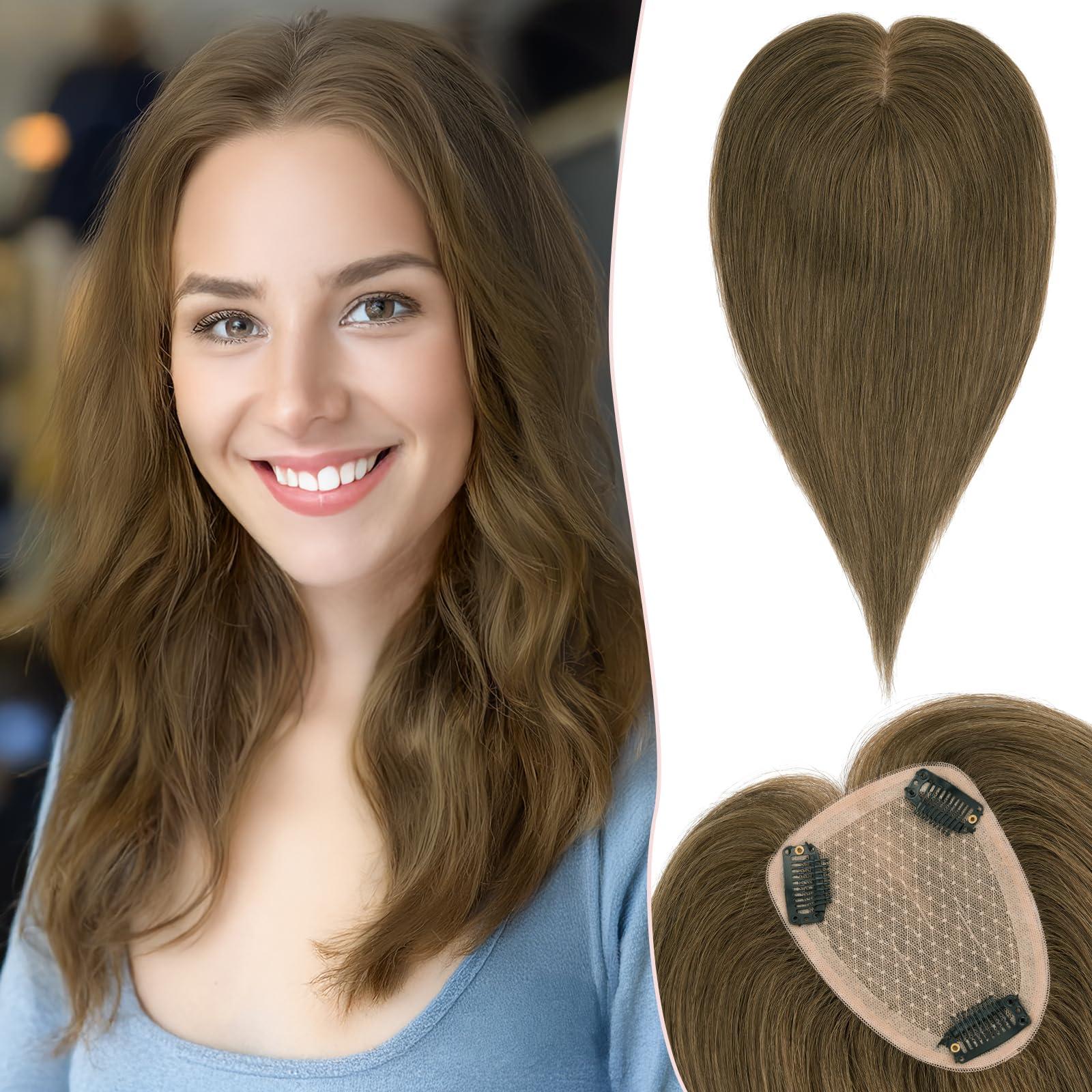 SEGO Pro SEGO Pro Hair Toppers for Women Real Human Hair Human Hair Toppers for Thin Hair Toppers Hair Pieces for Women No Bangs Adds Hair Volume 16 Inch 04 Chocolate Brown