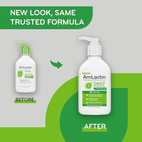 AmLactin AmLactin Daily Moisturizing Lotion for Dry Skin 7.9 oz Pump Bottles (Twin Pack) 2-in-1 Exfoliator-Body Lotion with 12% Lactic Acid, Dermatologist-Recommended (Packaging May Vary)