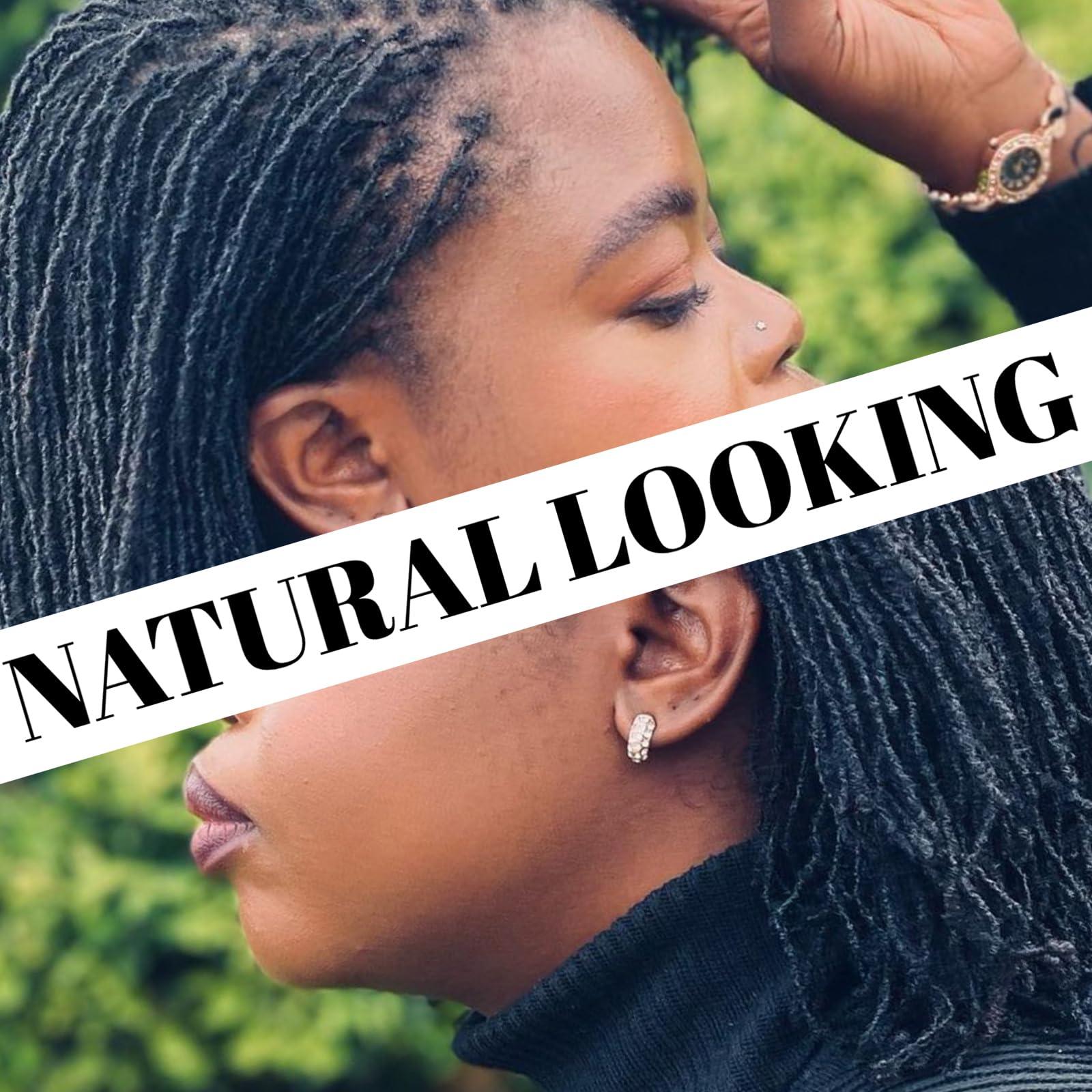 Vlliyava 0.2 cm Width 4 Inch 30 Strands Human Hair Loc Extensions, Natural Black 100% Full Handmade Permanent Real Human Hair Dreadlock Extensions for Women/Men/Kids Can Be Dyed Bleached Curled Twisted