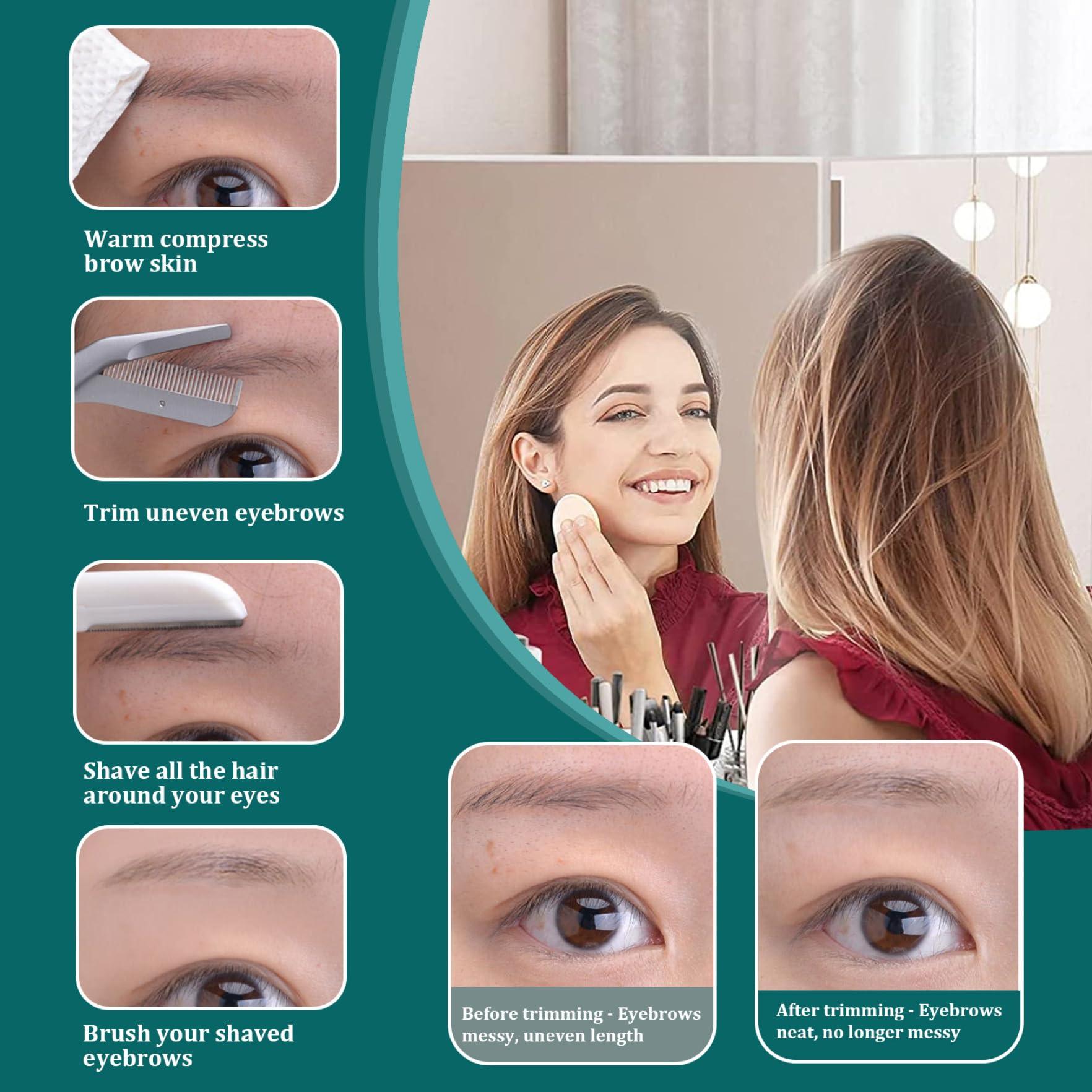 NewGtuizi Eyebrow Scissors With Comb Eyebrow Scissors with Comb, 5.63\" Stainless steel Brow Scissors, Rustproof Eye Brow Trimmer for Ladies, Trimming Scissors with Non slip Handle for Home Travel