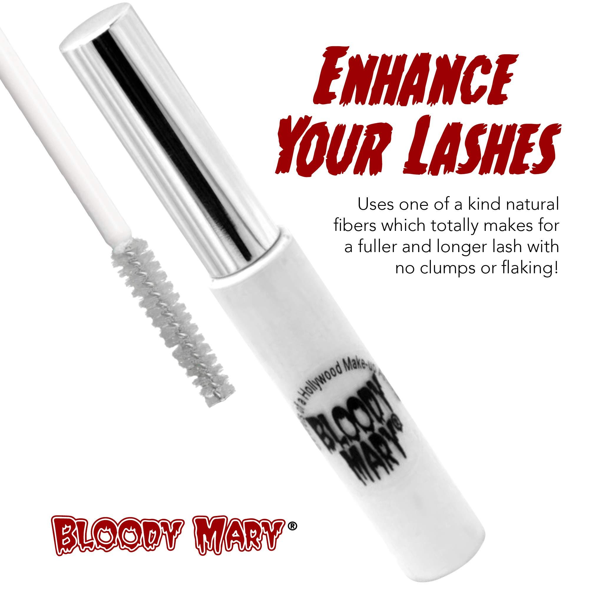 Bloody Mary BLOODY MARY White Mascara for Eyelashes used in Halloween, Gojo Cosplay, Ice Princess Queen Costume MakeUp - High Pigment Mascara White - No Clumping, Waterproof, Lasts 24 Hours, Easy to Apply/Remove