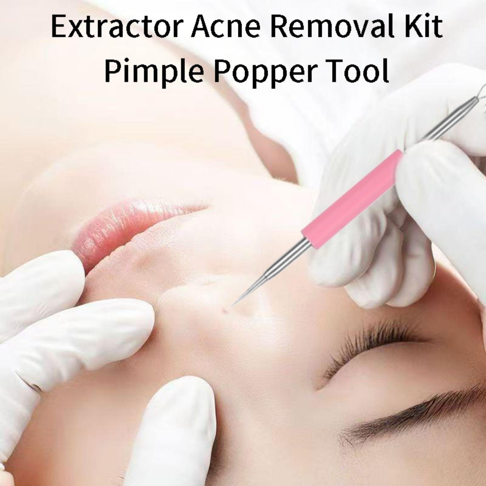 Mrchrogge Mrchrogge Facial Blackhead Remover Tweezers,Stainless Steel Portable Acne Needle Double Head,Squeeze Pick Acne Blackhead Needle Acne Needle Acne Needle (Pink)