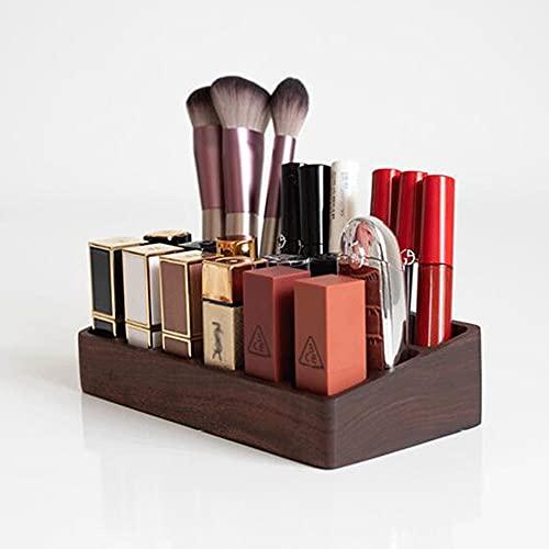 DUOWEI DUOWEI Creative Wooden Cosmetic Storage Box, Desktop Cosmetic Storage Box, Multi-Grid Cosmetic Display Box, for Lipstick, Eyebrow Pencil, Makeup Brush (Color : A)