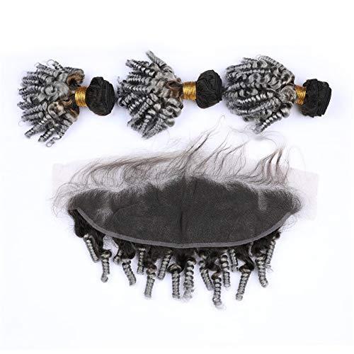 Tony beauty hair Tony Beauty Hair Aunty Funmi #1B/Grey Ombre Peruvian Virgin Human Hair Wefts with Frontal 3Bundles Silver Grey Ombre Funmi Hair Weaves with 13x4 Lace Frontal Closure 4Pcs Lot (16 16 16+16)