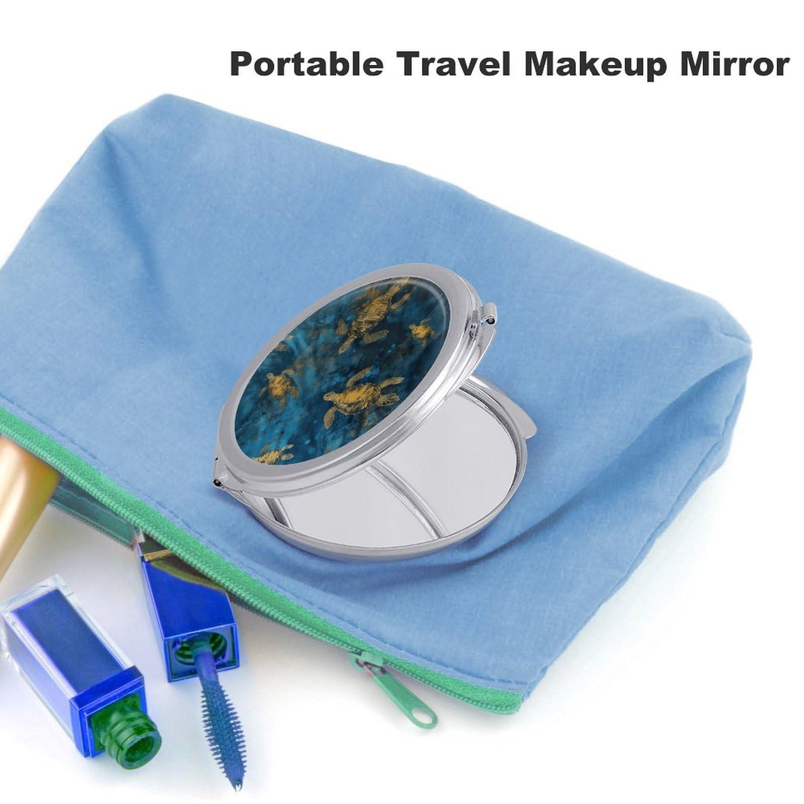 NWTRJ NWTRJ Travel Makeup Mirror Portable Folding Cosmetic Compact Mirror Sea Turtle Mini Pocket Mirror for Purses with 2 X 1x Magnification, Style