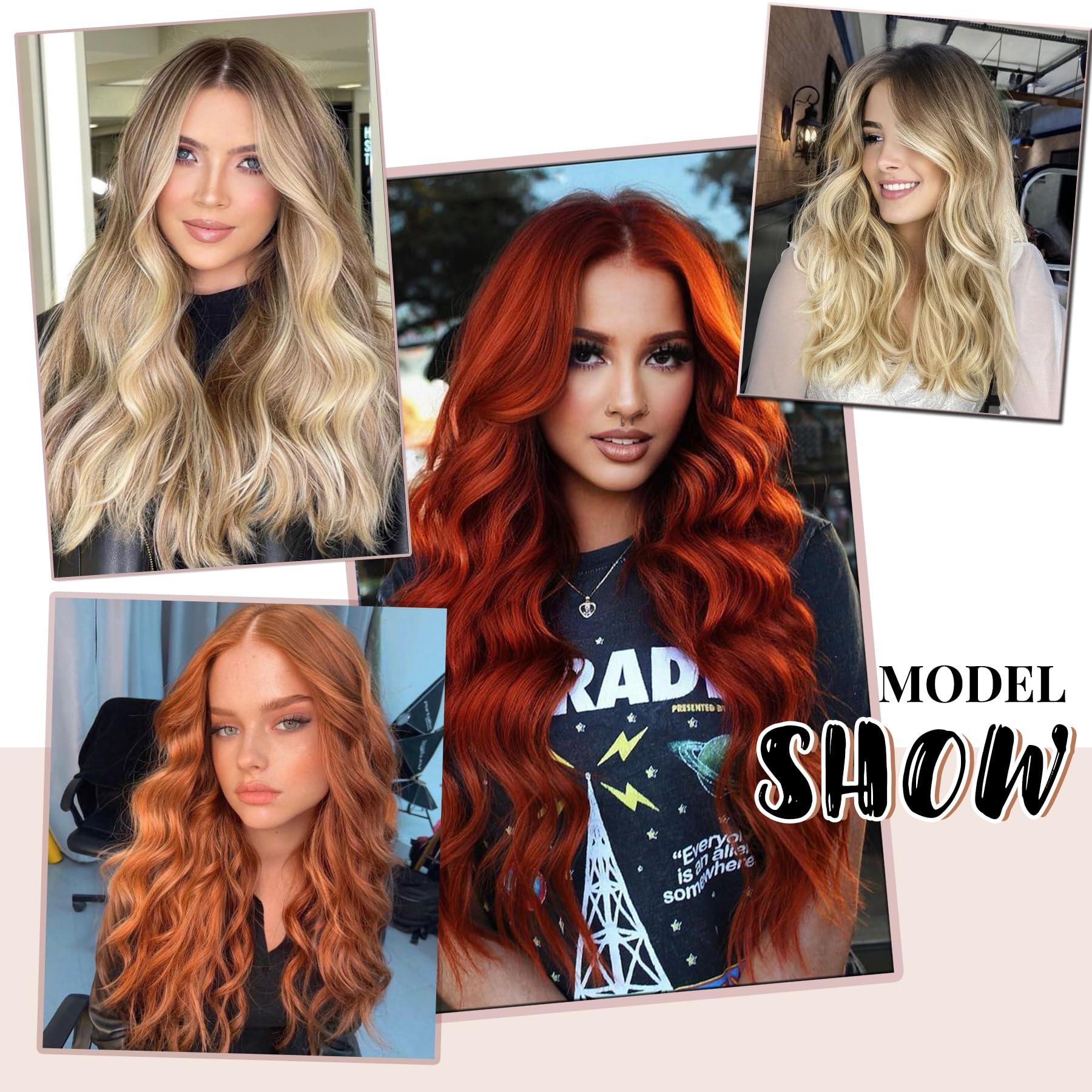 Blonlier Burgundy Clip in Hair Extensions, Clip in Hair Extensions Human Hair 70G 7PCS Long Wavy Curly Clip in Hair Extensions for Women 18 Inch Long Remy Real Hair Hairpieces for Daily Party Use