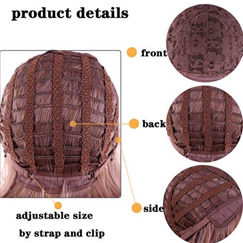 SSJFZM Pink Wig Short Bob Wig With Bangs Cosplay Water Wave Hair Wigs For Women American Style Synthetic Wig T3930 14inches