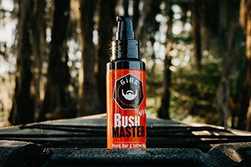 GIBS GROOMING GIBS Grooming Bush Master Beard, Hair & Tattoo Oil- All-Natural with Nutmeg, Leather, Vanilla & Musk Scent- Softens & Strengthens Beard Growth, Moisturizes Skin, 4 Oz.