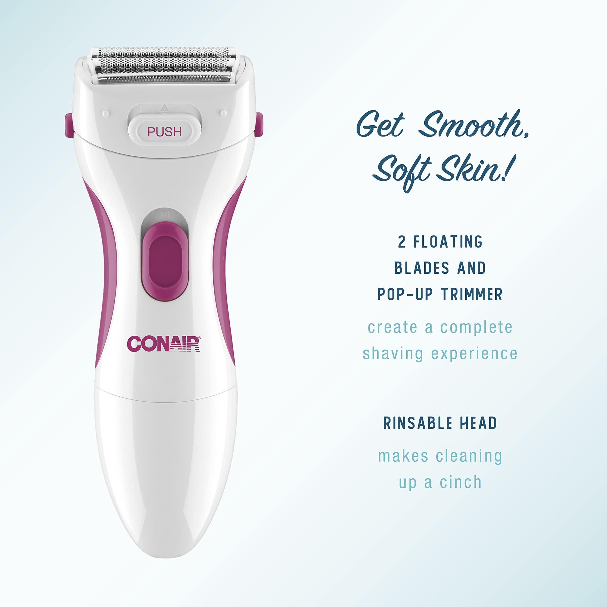 Conair Conair Body and Facial Hair Removal for Women, Cordless Electric Dual Foil Shaver & Trimmer, Perfect for Face, Ear/Nose, Eyebrows, Legs, and Bikini Lines