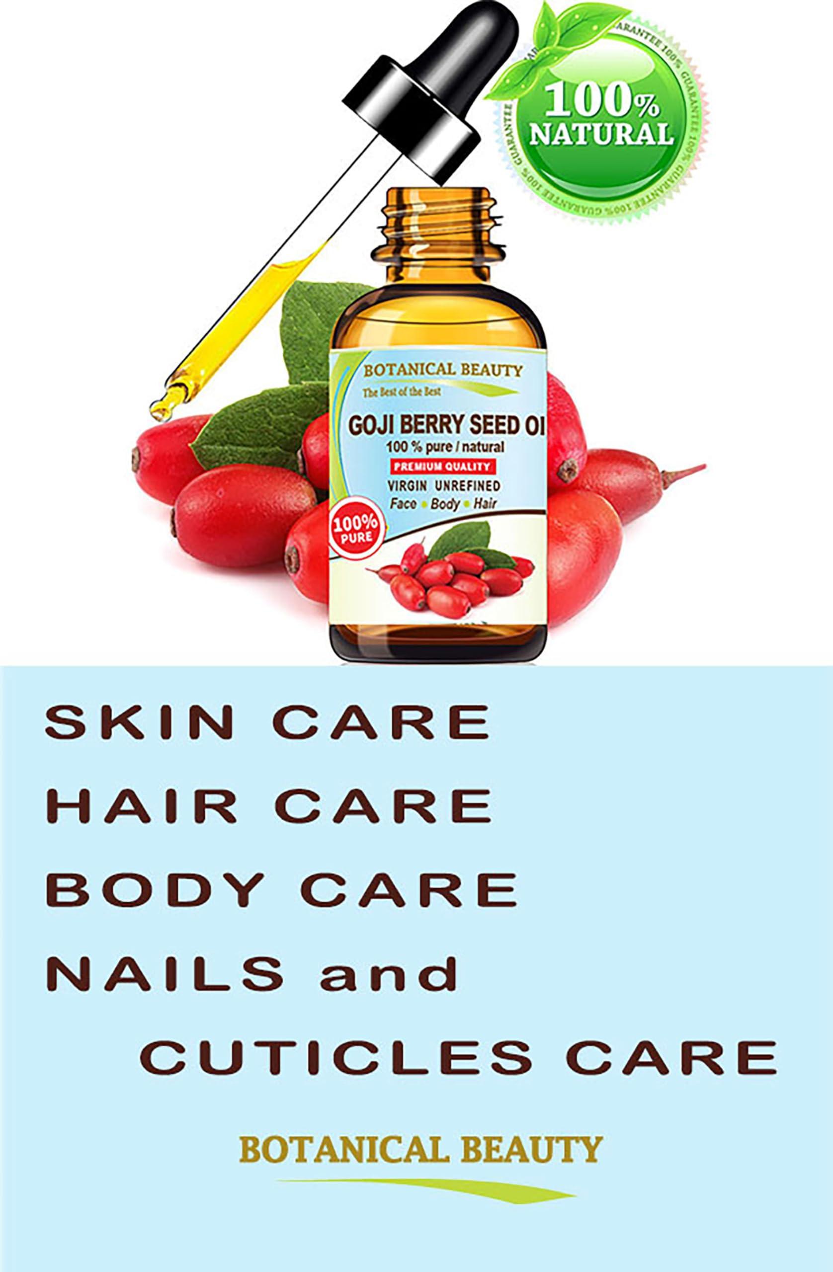 Botanical Beauty Botanical Beauty GOJI BERRY SEED OIL Lycium Barbarum Himalayan 100% Pure Natural Virgin Unrefined Cold Pressed Carrier Oil 0.5 Fl. Oz.- 15 ml for FACE, SKIN, HAIR, NAILS