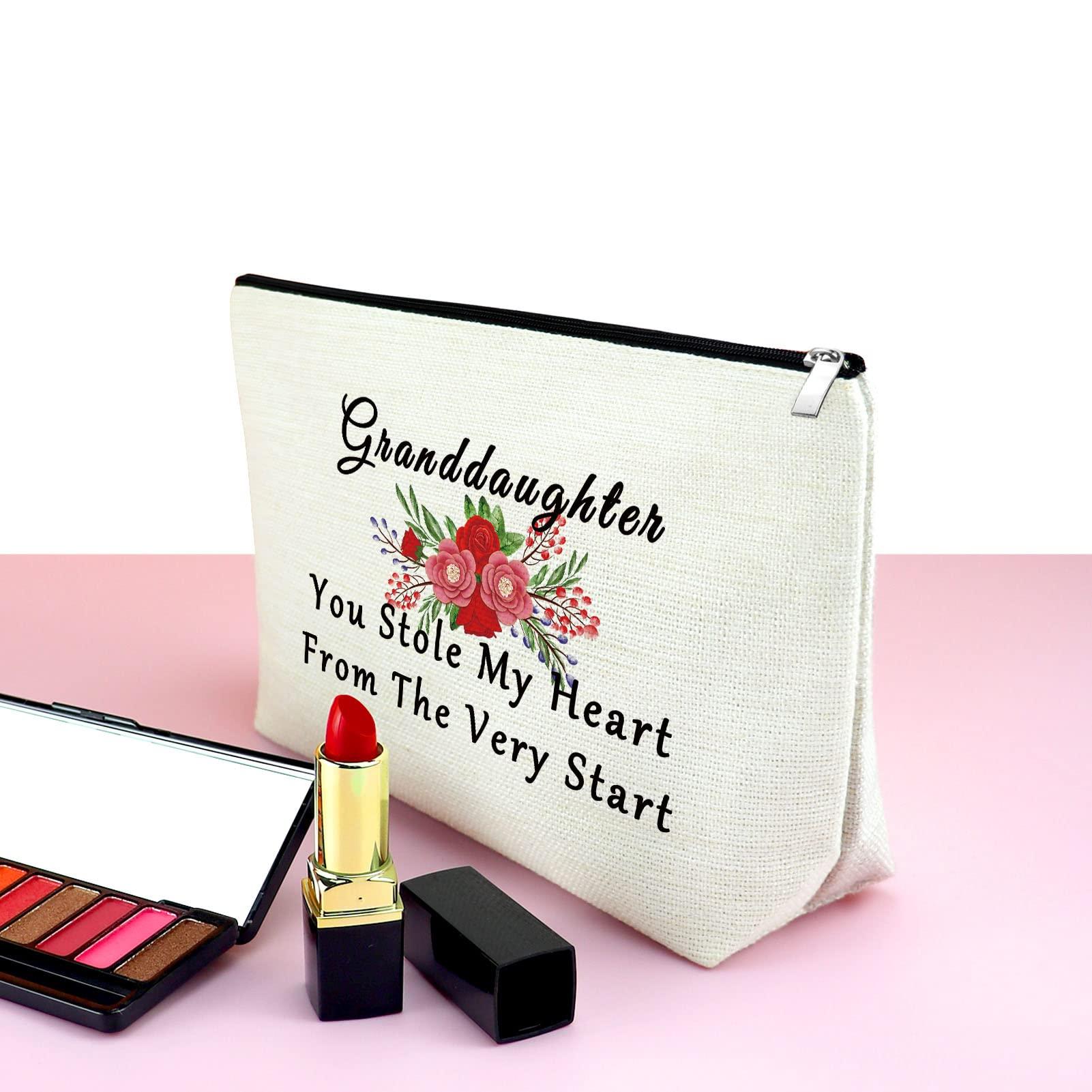 Mxrymvu Granddaughter Gifts from Grandma Granddaughter Makeup Bag Gift from Grandmother Grandpa Grandfather Gifts for Granddaughter from Nana Birthday Christmas Wedding Gift Granddaughter Cosmetic Travel Bag