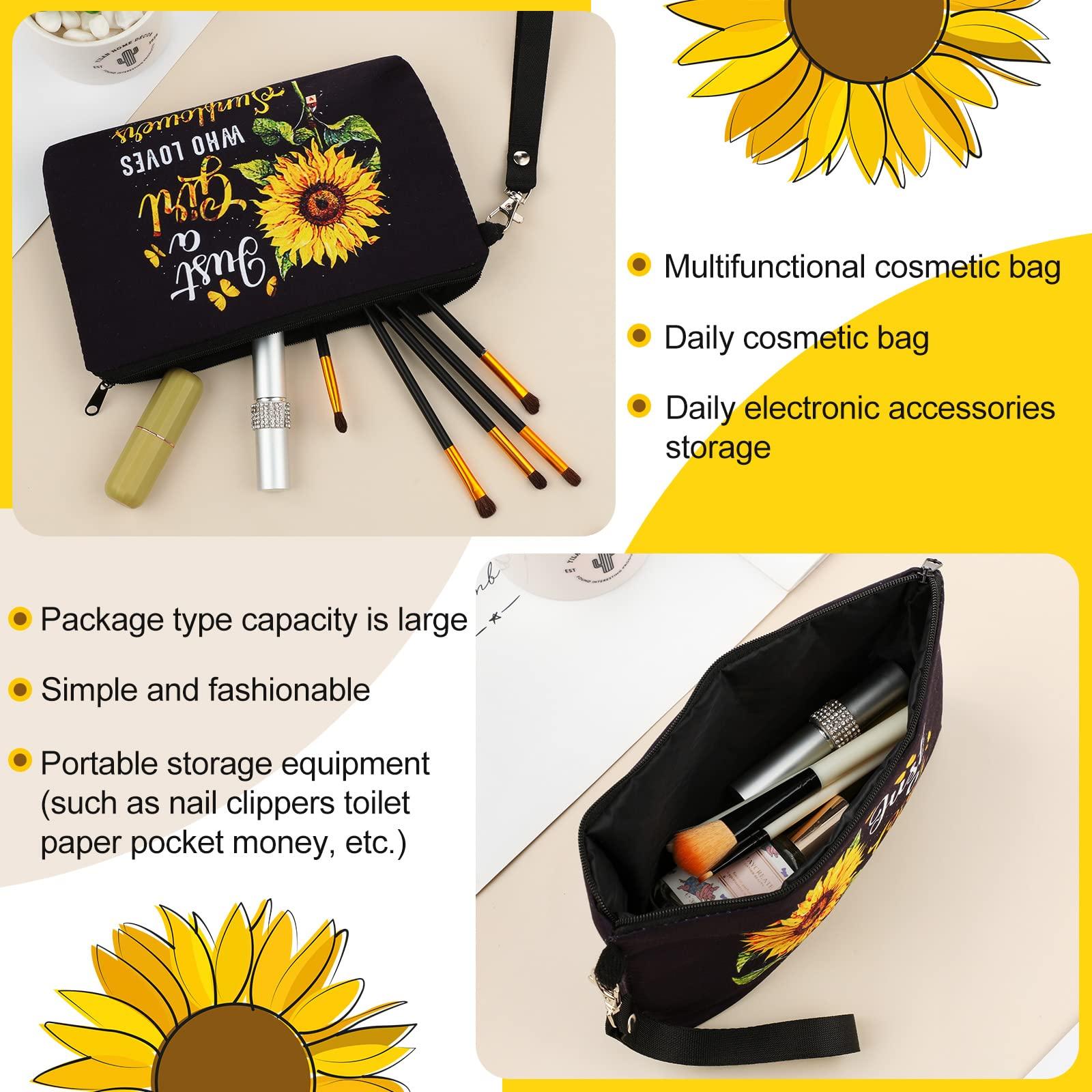Saintrygo Saintrygo Sunflower Gifts Bag for Women Just a Lady Who Loves Sunflowers Cosmetic Bag Makeup Pouch Purse with Zipper Pencil Travel Supplies