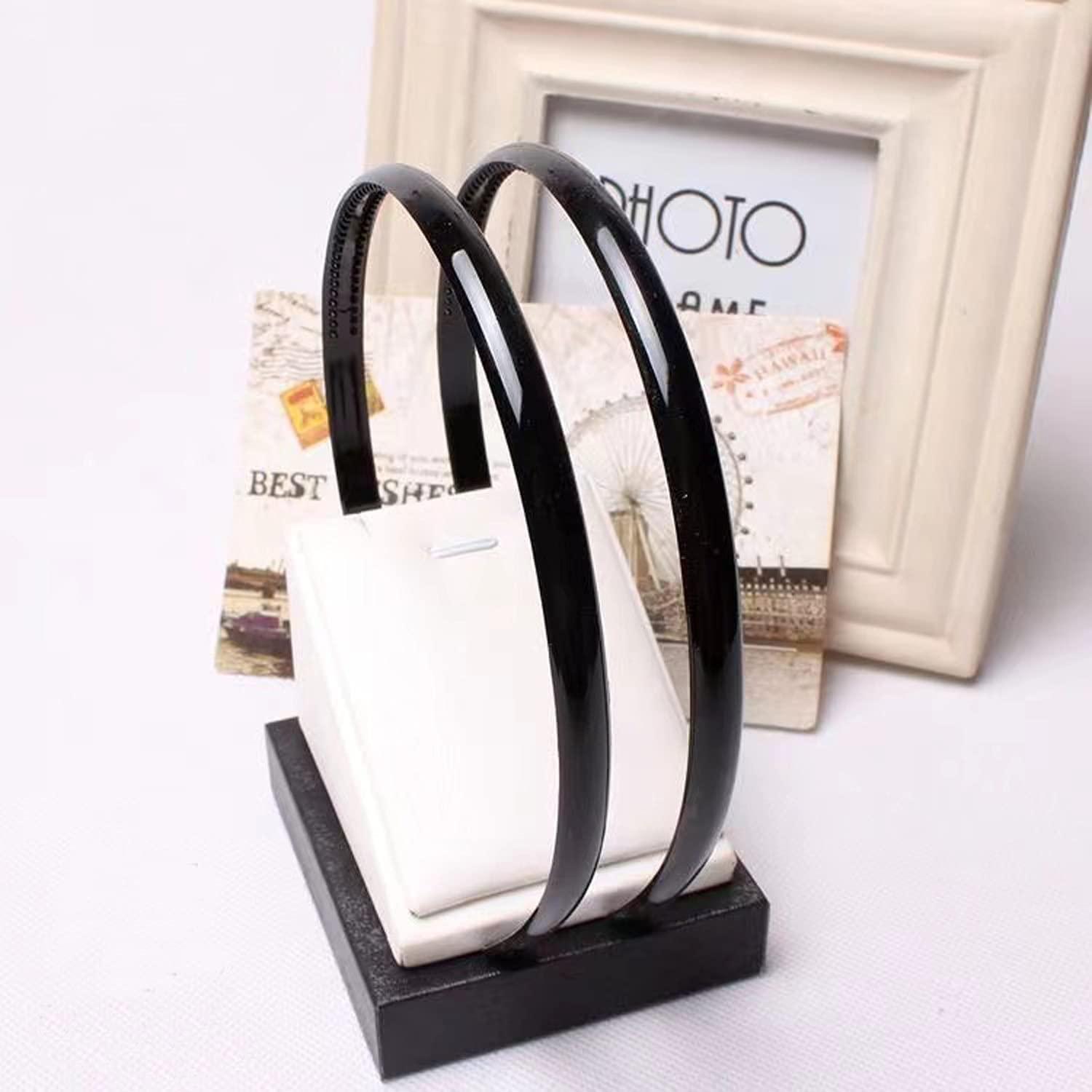 Exiiantag 6 Pack Black Plastic Headbands for Women Girls Man,Black Hair Hoop with Teeth,Headband Hair Bands for Unisex (8mm Wide)