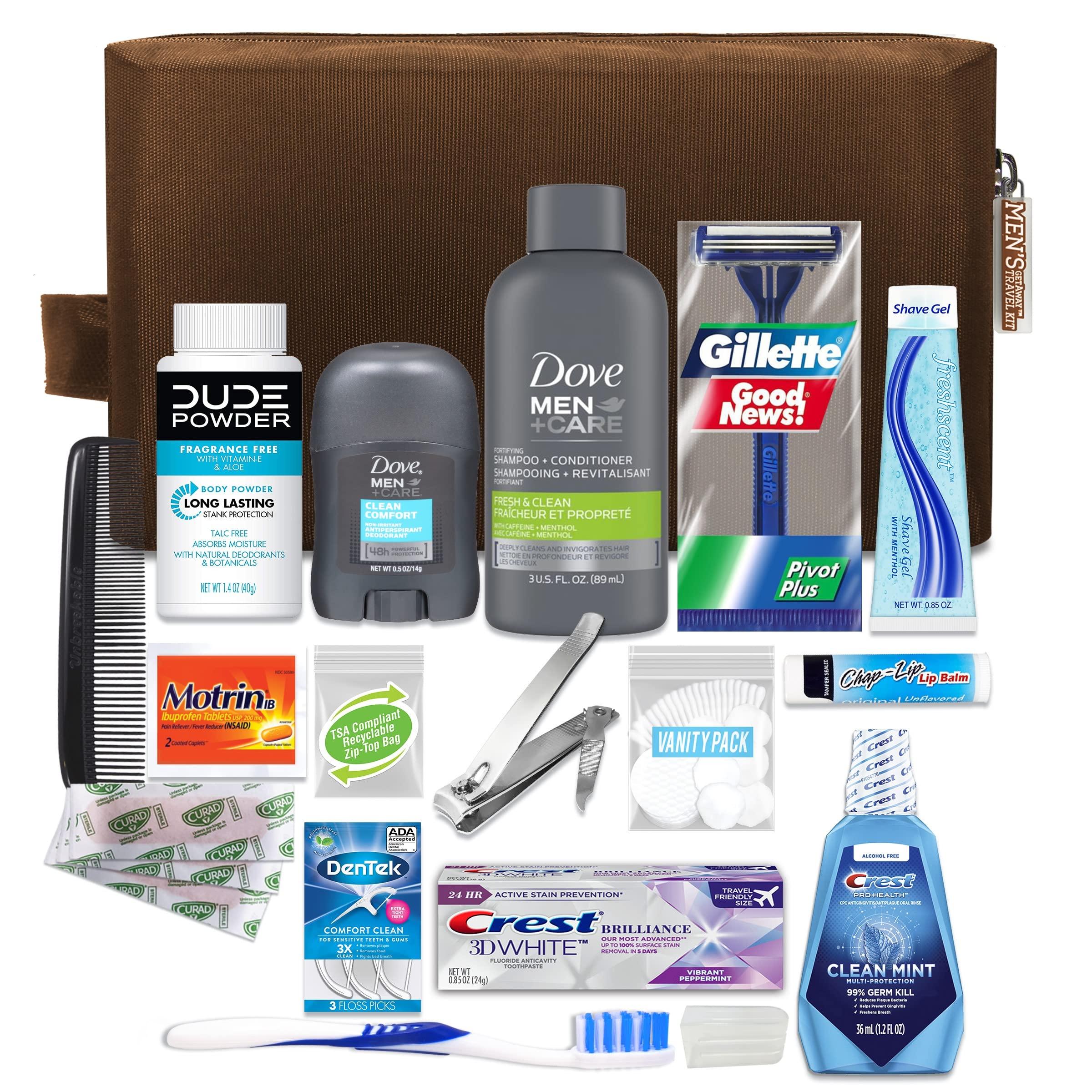 Convenience Kits International Men\'s 20-Piece TSA Travel Kit with Dove & Gillette + Women\'s 10-Piece TSA Travel Kit with Pantene & Secret