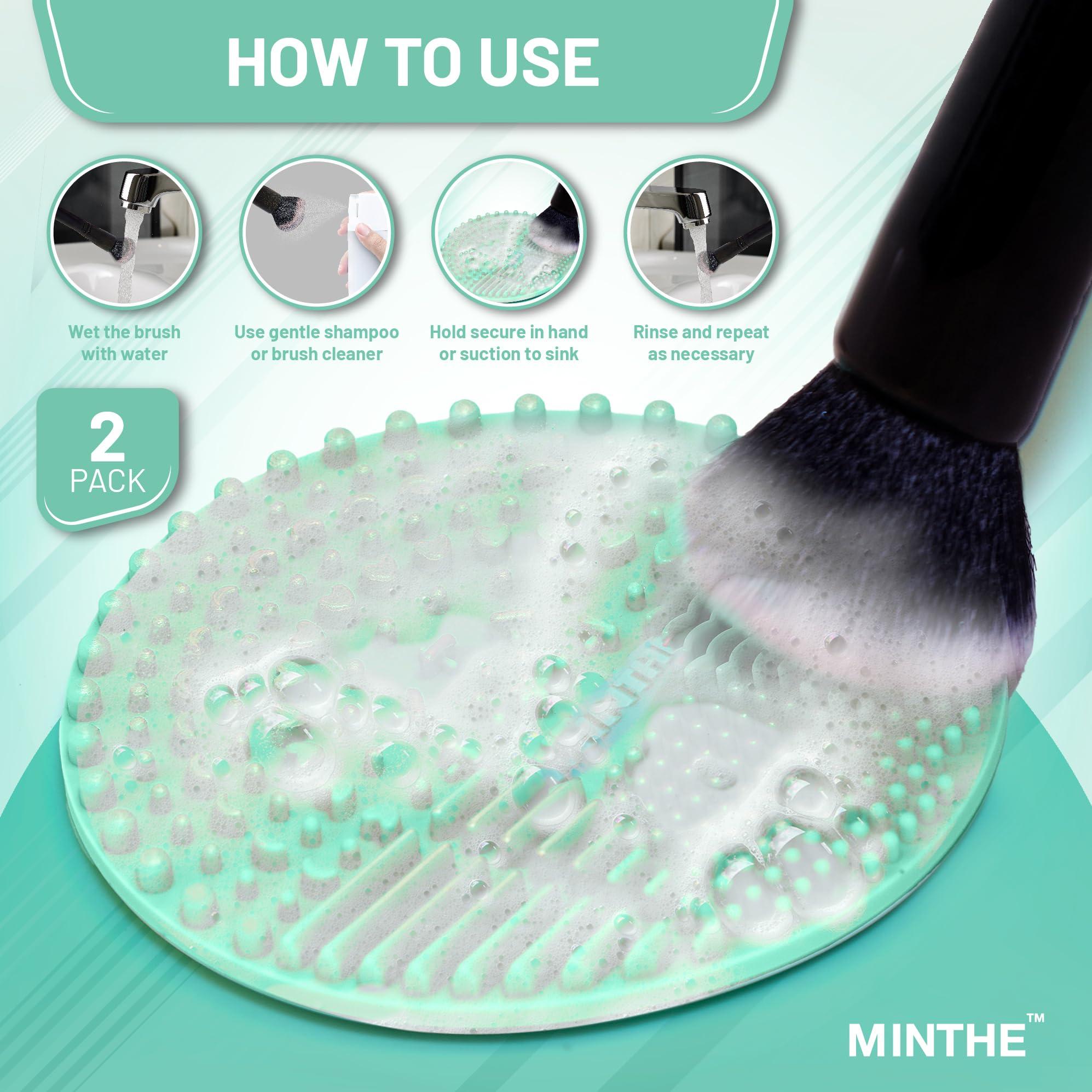 MINTHE MINTHE Makeup Brush Cleaner Mat | 2 Pack | Silicone Makeup Brush Cleaning Mat, Make Up Brush Cleaner Pad, Makeup Brush Mat Cleaner, Makeup Cleaner, Make Up Brushes Cleaning