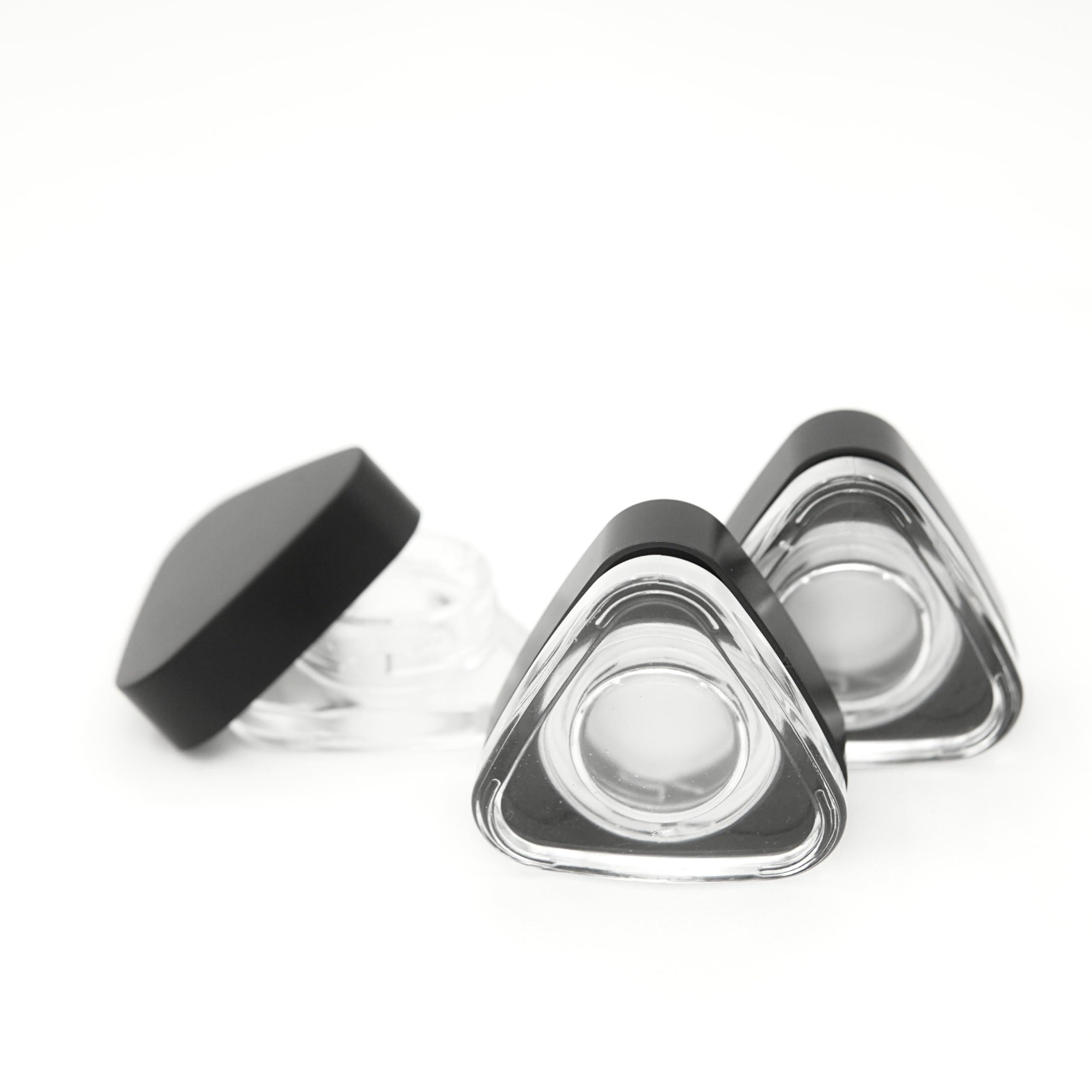 CannaAroma Child Proof 5ml Triangle Jar Glass Containers (60 Pack) - Triangle Jars (Black Lid)