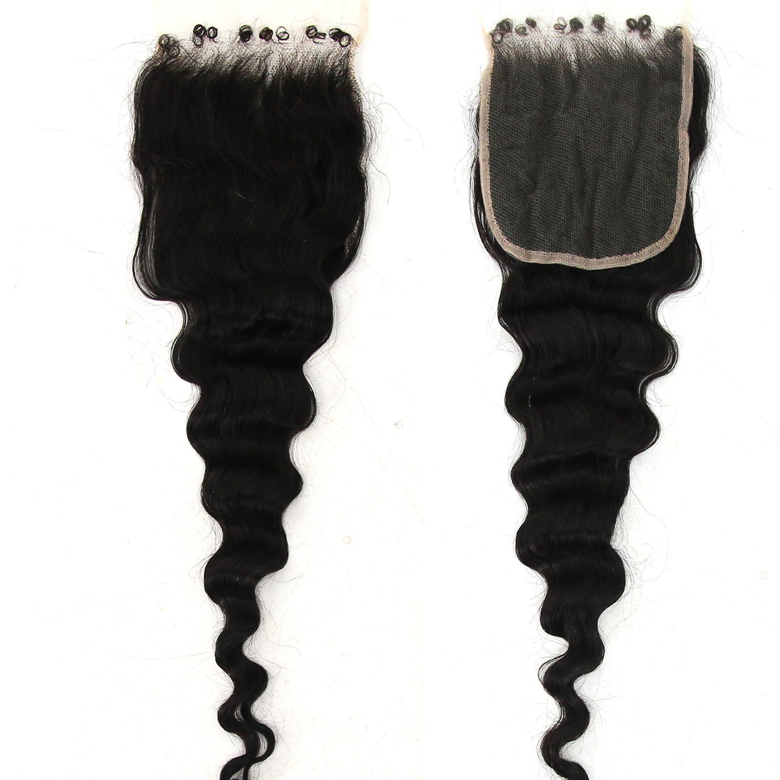 zigzag hair ZigZag Hair Loose Wave 5x5 HD Lace Closure Pre Plucked 4C Kinky Edges Hairline Curly Baby Hair Brazilian Virgin Human Hair Loose Deep Wave Swiss HD Lace Closure Free Part (18 Inch, Loose Wave)