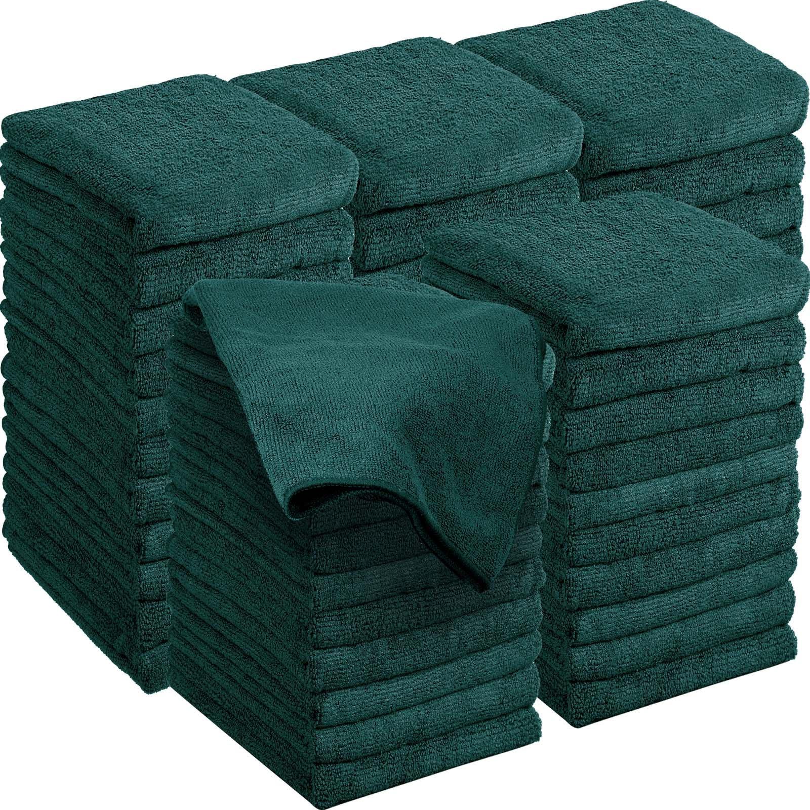 Panelee 36 Packs of Bleach Proof Towels Microfiber Absorbent Salon Towels Bleach Resistant Salon Hand Towels for Gym, Bath, Spa, Shaving, Shampoo, Home Hair Drying, 16 x 28 Inches (Dark Green)
