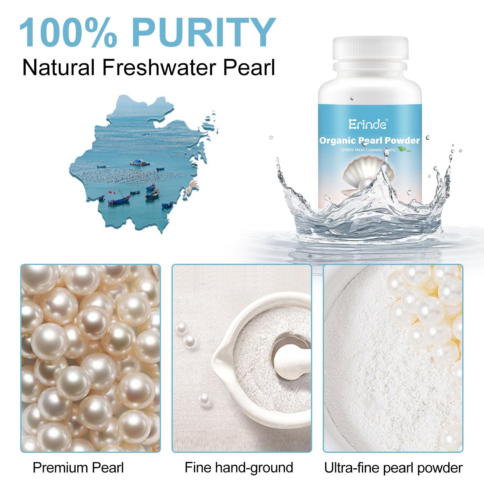 Erinde Erinde Pearl Powder Organic, 100% Natural Freshwater Organic Pearl Powder for DIY Face Mask Cream Serums Lotion, Cosmetic Grade Pearl Powder, 100g/3.52oz