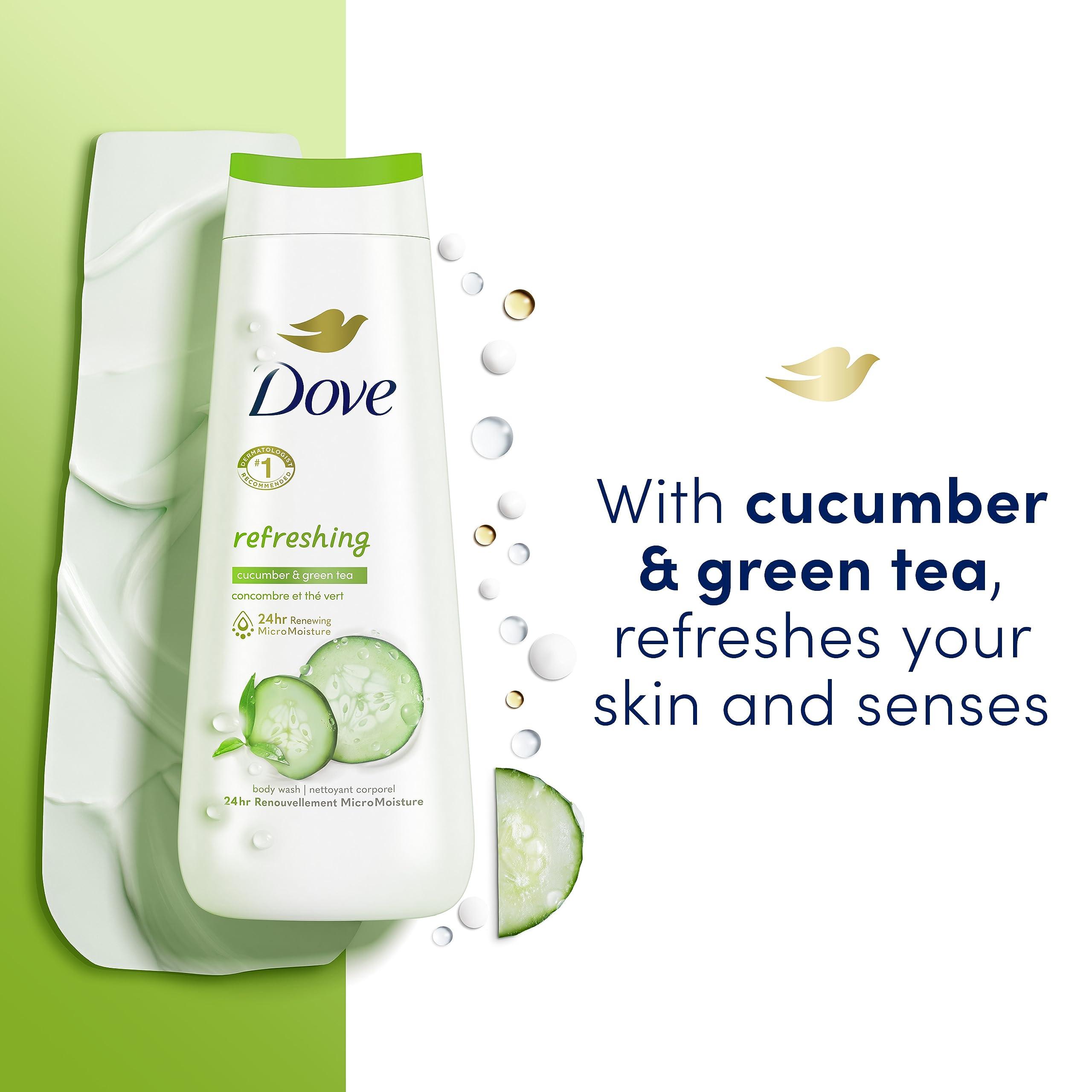 Dove Dove Body Wash Deep Moisture, Sensitive Skin, Cucumber and Green Tea, and Shea Butter & Vanilla 4 Count Collection with Deep Moisture 4 Count For Dry Skin 20 oz