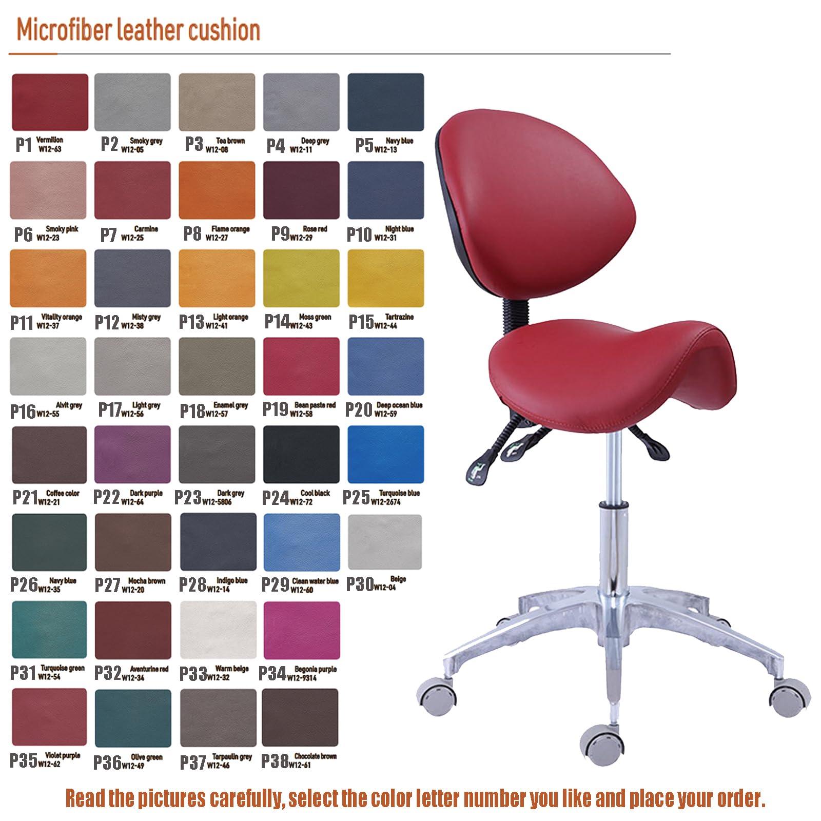 SFKLYU SFKLYU Saddle Stool Ergonomic Saddle Chair with Back Support, Microfiber Leather Seat Saddle Stool Height Adjustable for Salon Massage Dental Clinic,P27