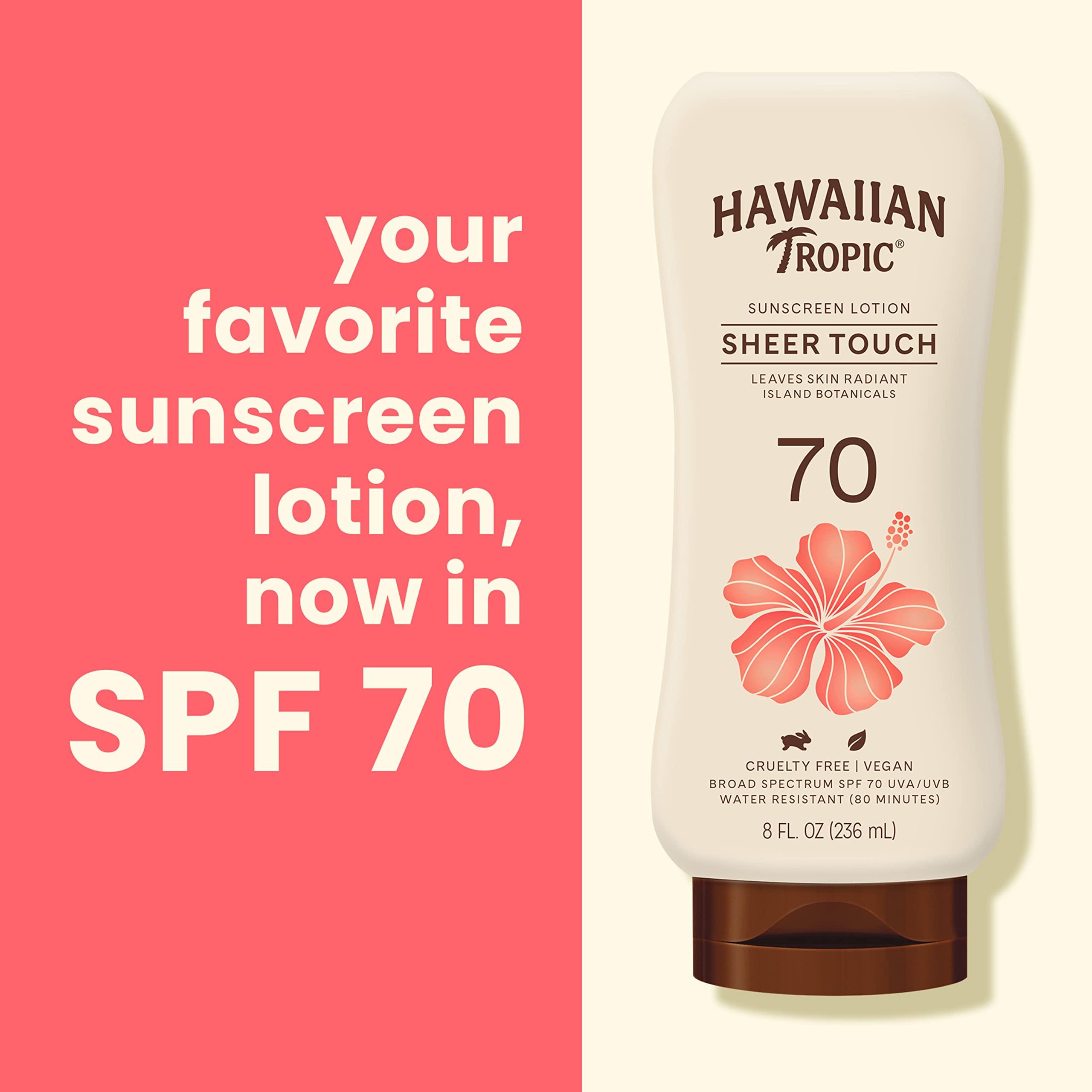 Hawaiian Tropic Hawaiian Tropic Sheer Touch Ultra Radiance SPF 70 Sunscreen Lotion, 8oz and Weightless Hydration Face Sunscreen SPF 30, 1.7oz Bundle