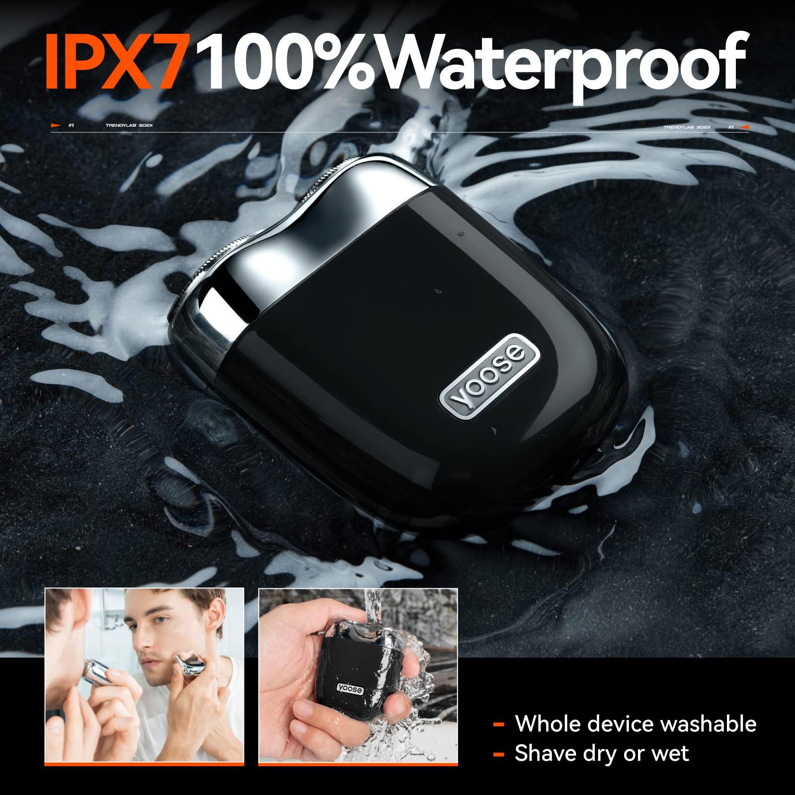 yoose yoose Grooming Bundle: Nose Hair Trimmer Silver and Mini Shaver Black, Alloy, Portable, Cordless, IPX7 Waterproof, USB-C Rechargeable, Easy Cleaninig