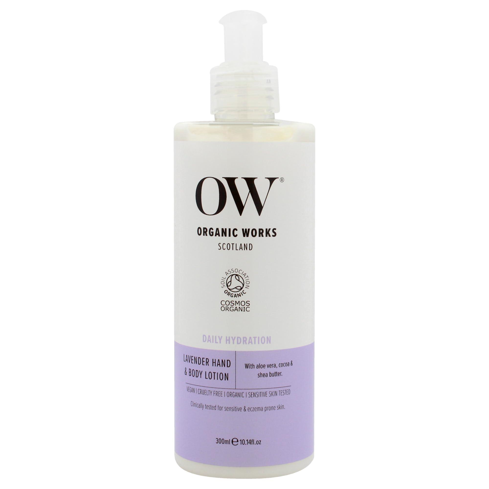 Organic Works Organic Works Daily Hydration Hand and Body Lotion - Enriched with Vitamin E, Cocoa Butter Lotion for Skin Hydration - Lavender - 10.14 oz