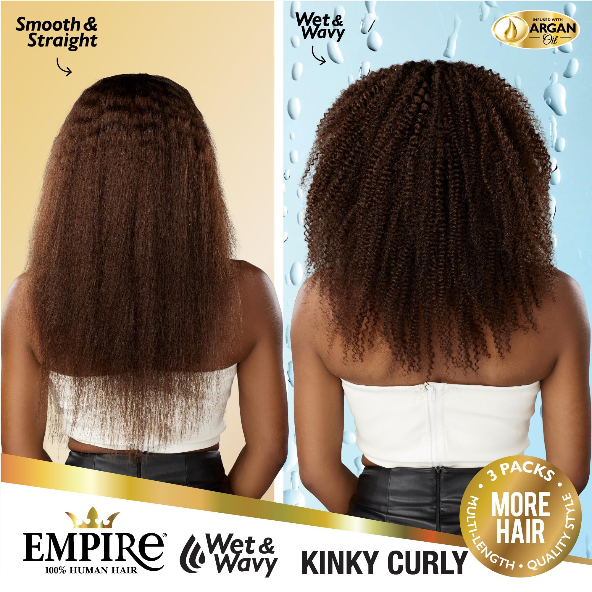 Sensationnel Sensationnel Empire multi weave hair - wet and wavy kinky curly human hair 3 bundle layered lengths (14 16 18 inch, 1B OFFBLACK)