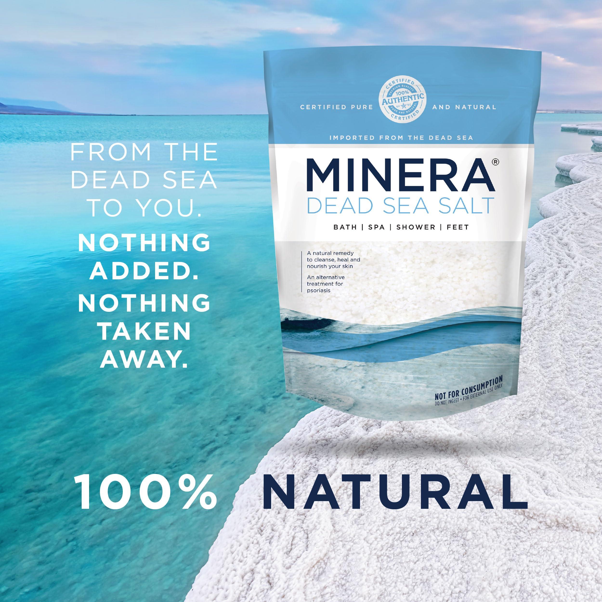 Minera Minera Dead Sea Salt, 100% Pure & Natural, 5 lbs. Fine Grain (0-1.7 mm) Bulk Bag, Easily Dissolving Dead Sea Salts for Soaking & Bathing, Skin Nourishing Fine Sea Salt, Unscented