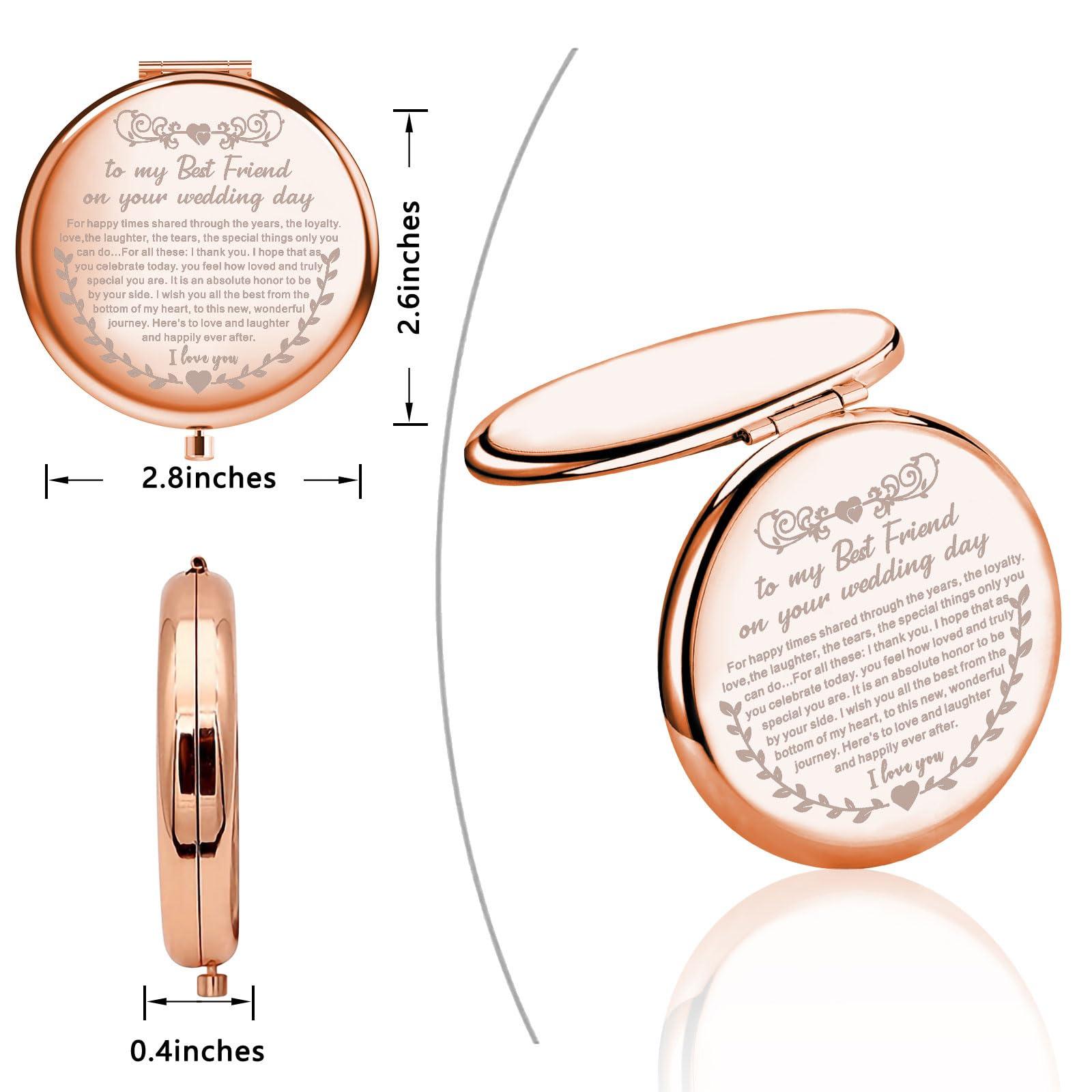 UJIMS UJIMS to My Best Friend on Your Wedding Day Gifts for Bride Best Friend to Bride Makeup Mirror Wedding Gift for Bride (Best Friend to Bride Mirror)