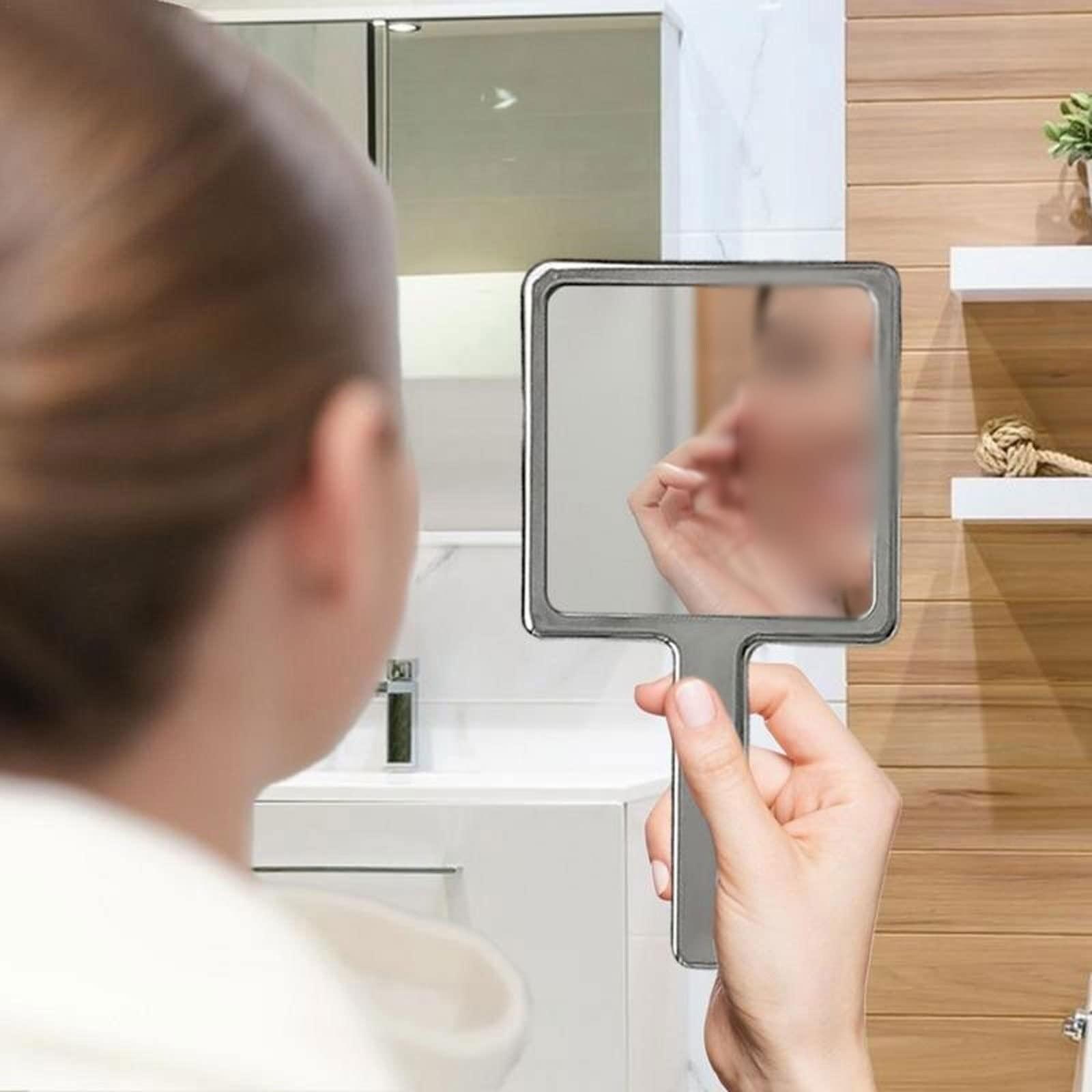 GRCQLWT GRCQLWT Vanity Mirror 1pc Women\'s Silver Vanity Mirror with Handle Frame Square Vanity Table Portable Vanity Mirror Makeup Cosmetics