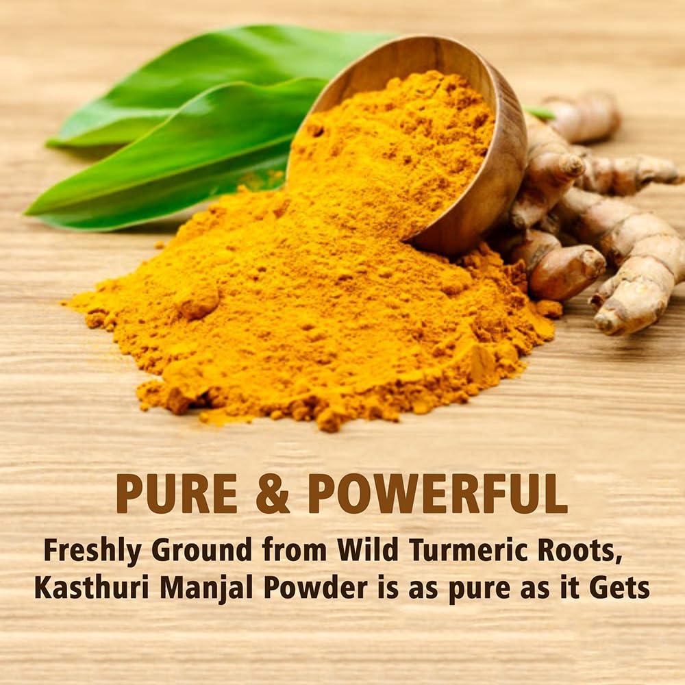 Hebhac Herbs Kasthuri Manjal Powder for Skin and Face Care| Wild Turmeric powder | Curcuma Aromatica | Helps Acne skin (7 oz)