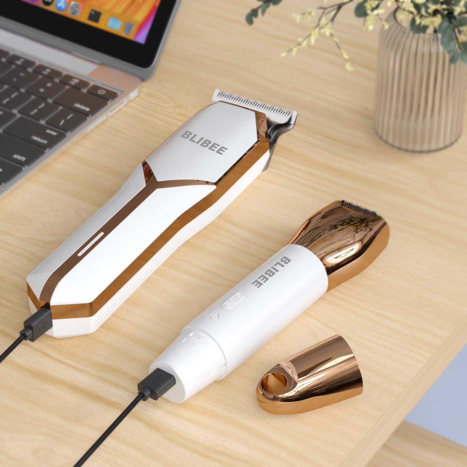 BLIBEE BLIBEE Bikini Trimmer & Hair Clippers for Women - Waterproof Electric Razor and 4 in 1 Bikini Shaver Set, Deluxe Hair Trimmer, Wet/Dry Body Shaver for Nose Eyebrows Beard Pubic Hair, White