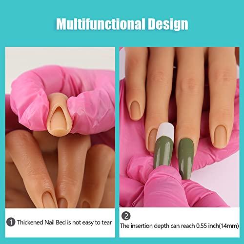 KnowU Silicone Practice Hand for Acrylic Nails,Fake Hands to Practice Fake Nails Mannequin Hand for Nails Practice and Nail Art