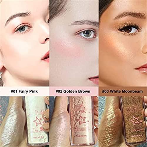 Kayswang Kayswang Body Glitter Powder Stick Face Highlights Shimmer Face and Body Highlighter Powder with Sponge Head, Magic Colour Shiner Powder for Face Body, Arms, Collarbones and Leg (02#Pink)