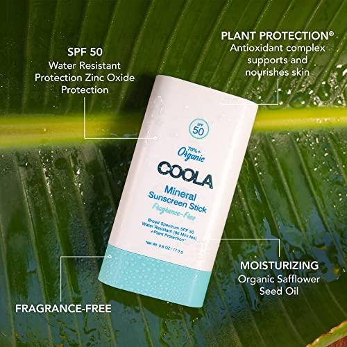 Coola COOLA Organic Mineral Sunscreen SPF 50 Sunblock Stick, Dermatologist Tested Skin Care For Daily Protection, Vegan And Gluten Free, 0.6 Oz