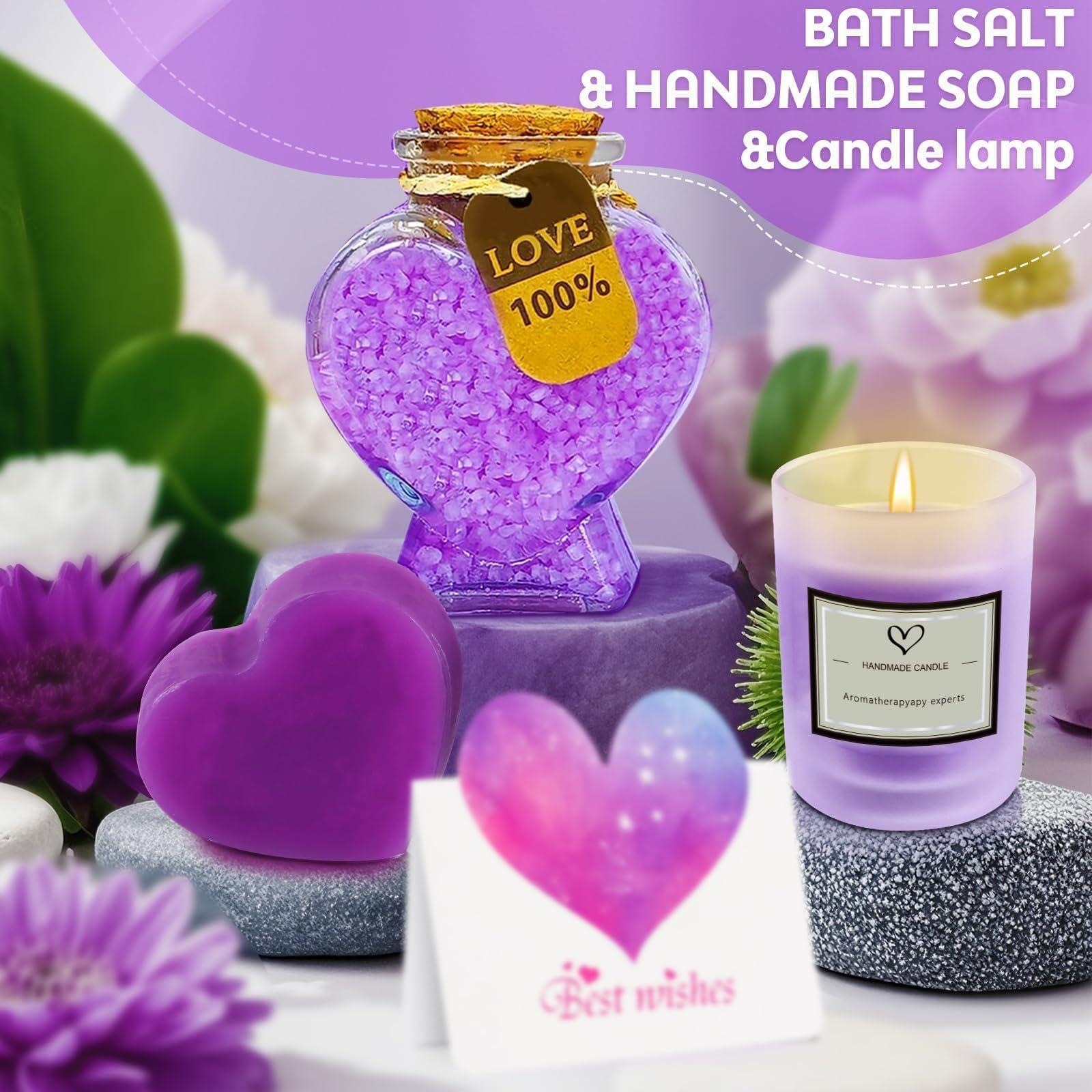 CUPLOOV Graduation Birthday Gift for Women Girls Mom- Unique Relaxing Spa Basket Gift Wine Tumbler Set for Her Wife Girlfriend Sister Friends Mothers Self Care 2025 Grad Presents, Purple