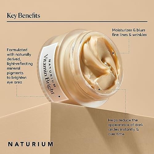 Naturium Naturium Vitamin Bright Illuminating Eye Cream, Under Eye Repair Cream for Dark Circles, with Vitamin K, Phyto-Complex, & Mineral Pigments, Light/Medium, 0.5 oz