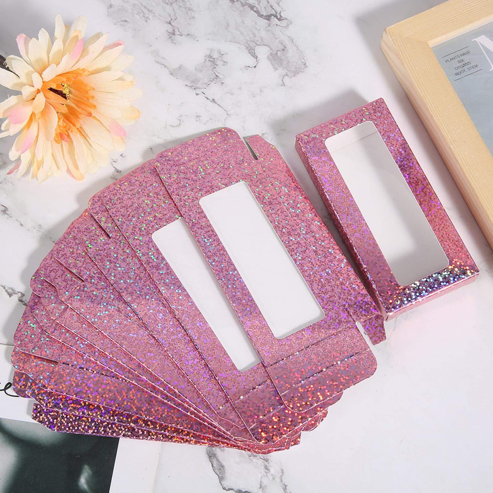 TARSHYRY Empty False Eyelash Organizer, 10Pcs False Eyelashes Storage, Makeup Tool, Grafting Eyelash Box For Cosmetic Display Cases (Lentejuelas Rojas)