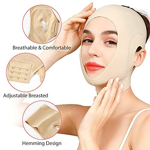 JLK-ZHOU JLK-ZHOU Reusable Chin strap, Slimming Strap Face Lift Tape, V Line Lifting Face Mask, Double Chin Reducer Face Neck Slimmer Tighten and Lift Facial Skin (L)