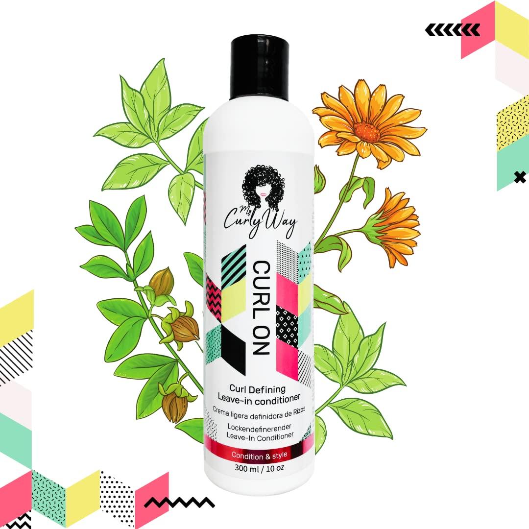 My Curly Way My Curly Way Leave In Conditioner for Curly Hair, Packed with Fruit and Flower Extracts - 10 Oz. Curl On Light Moisturizer Cream for Curls, Waves and Coils 100% Vegan!