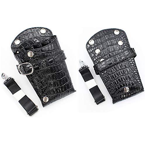 boshiho Scissors Pouch PU Leather Salon Barber Hairdressing Scissors Holster Hair Stylist Tools Bag Comb Shear Holster Waist Shoulder Belt (Black2)