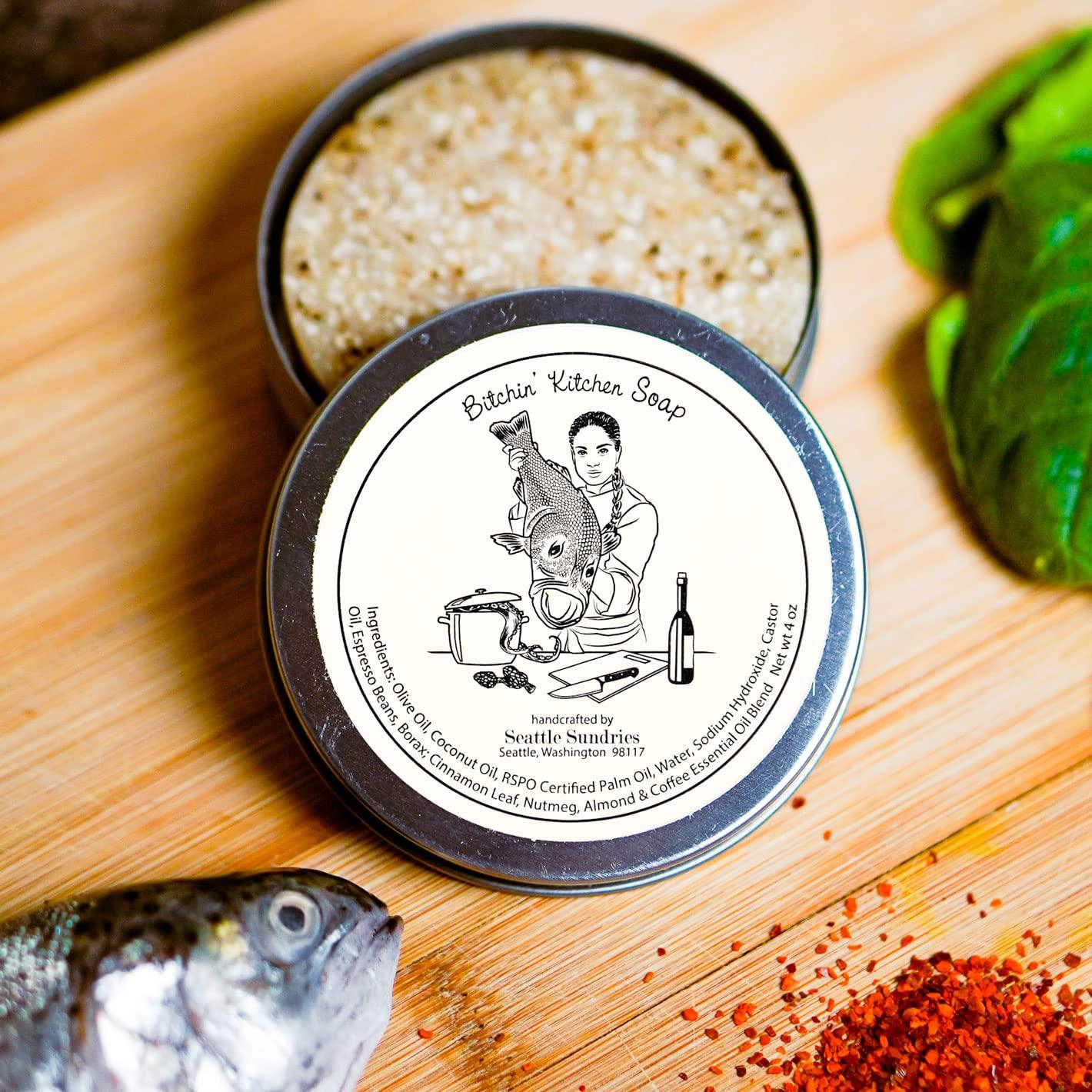 Seattle Sundries Seattle Sundries Natural Dish Soap Bar, Chef Gift for Cook, 10x (4oz) Kitchen Hand & Dish Bar Soap in a Low Waste Gift Tin, Scented with Pure Essential Oils