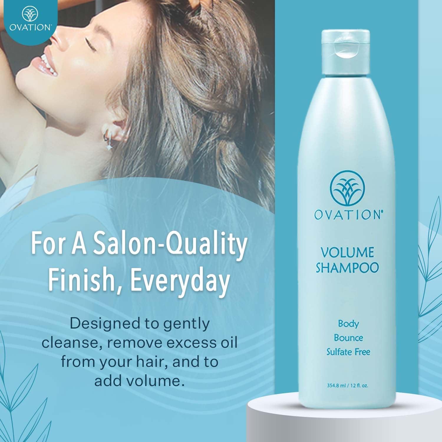Ovation Hair Ovation Hair Volume Shampoo - For Voluminous, Bouncy Hair - 12 oz - Gentle Cleansing and Helps Removes Excess Hair Oil - For Fine, Thin Hair - With Fenugreek, Aloe Vera, Saw Palmetto